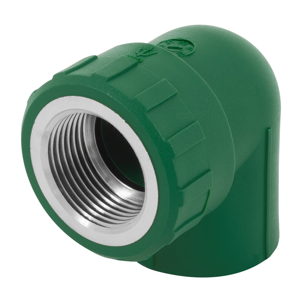 Codo 90° PPR de 1' hembra con inserto metalico, Foset