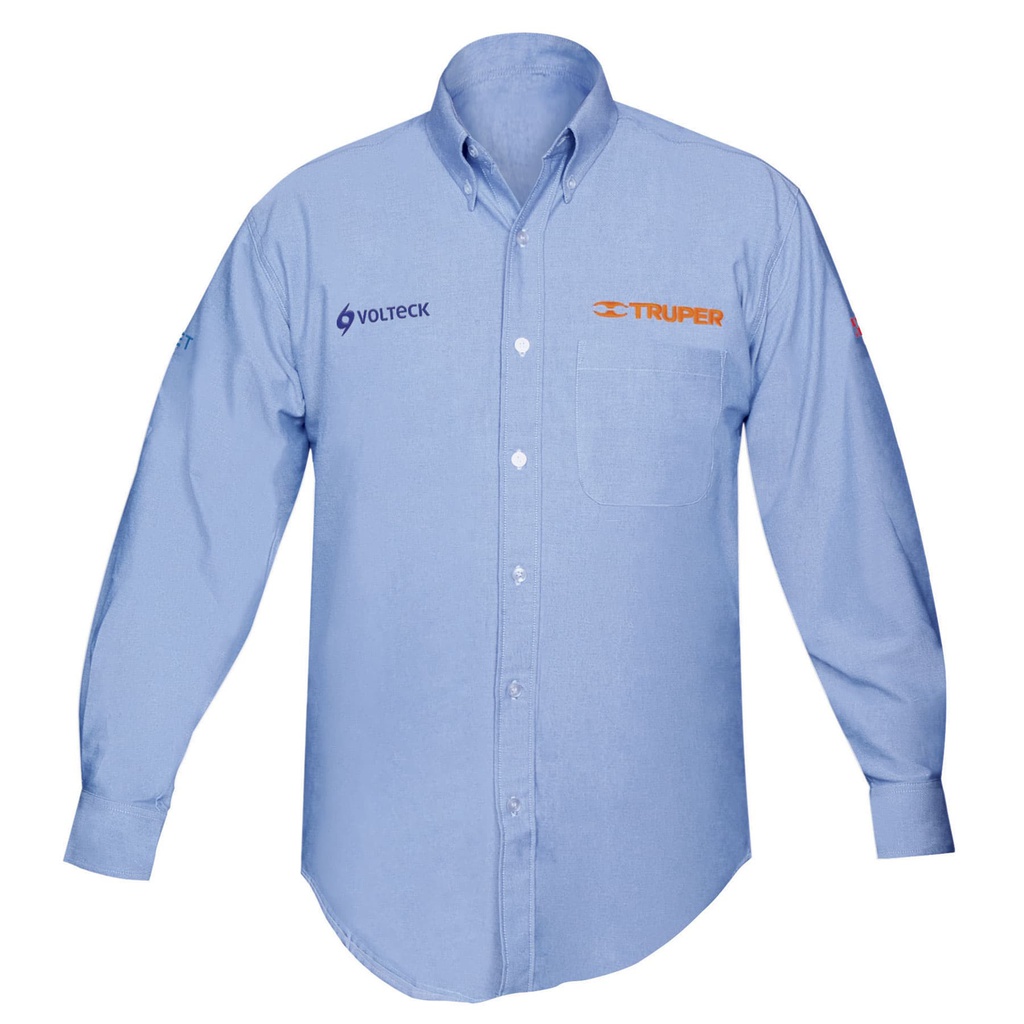 Camisa manga larga para hombre, azul, M, Truper