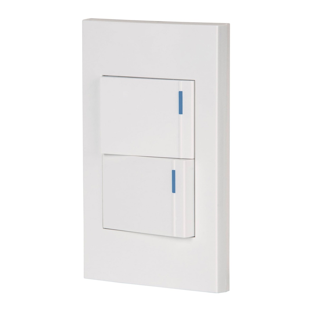 Placa armada 2interruptores 1de 3vias,1.5mod,Española blanco