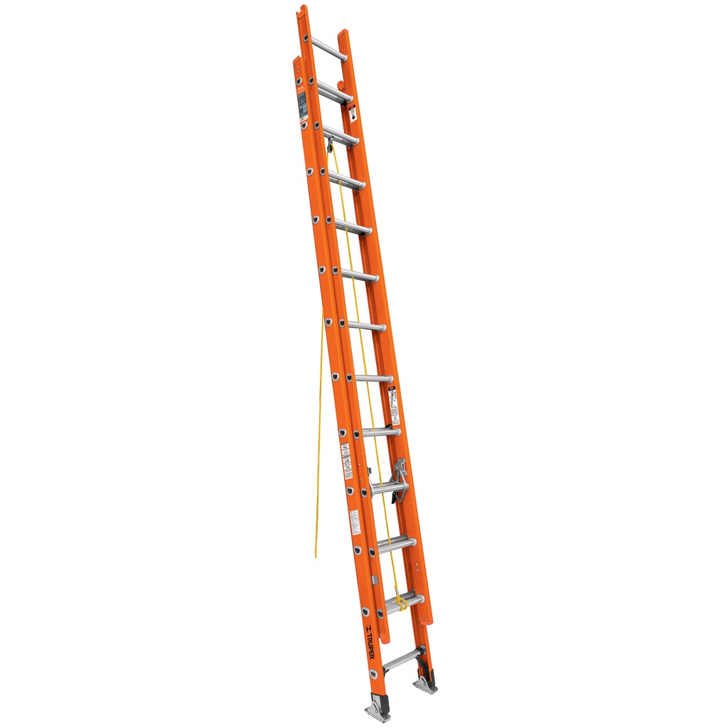 Escalera de extension, tipo II, 24 peldaños, fibra de vidrio