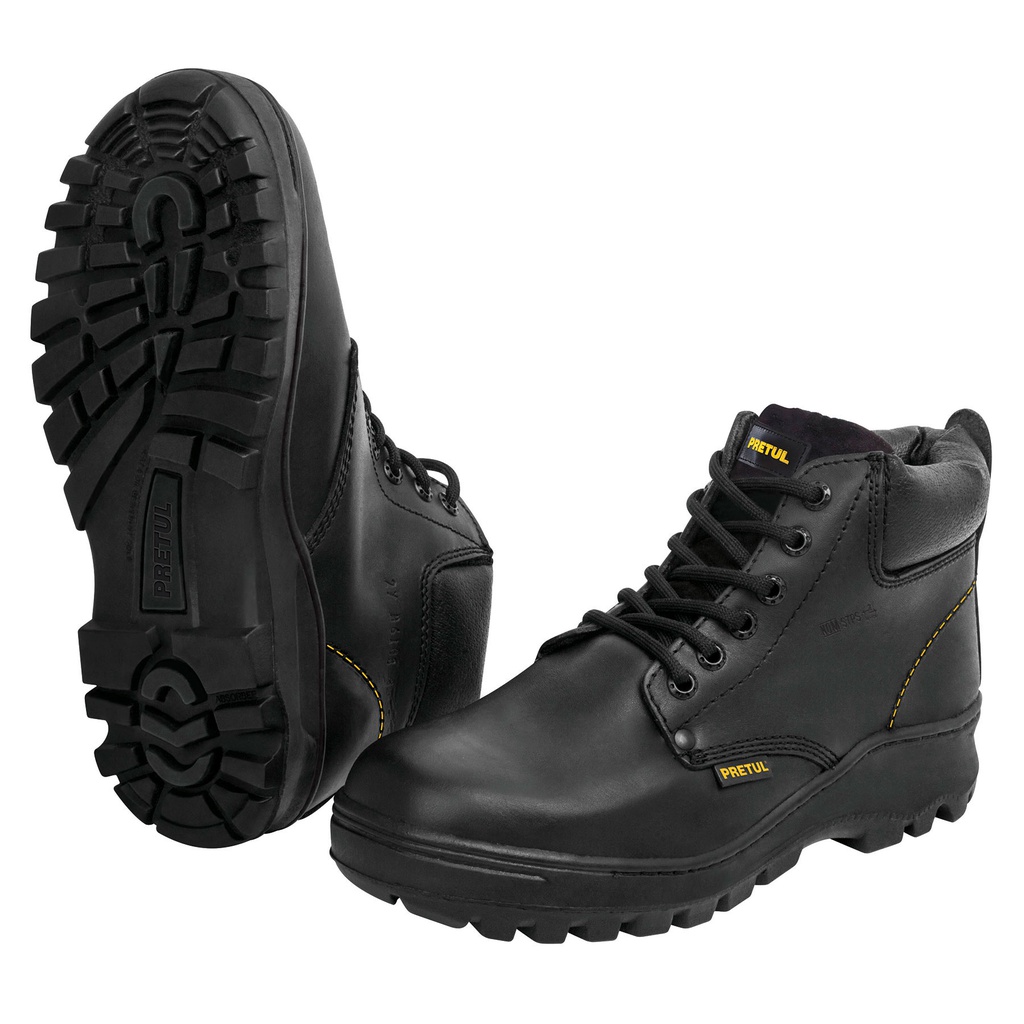 Bota de seguridad negra, #29 con casquillo de acero, Pretul