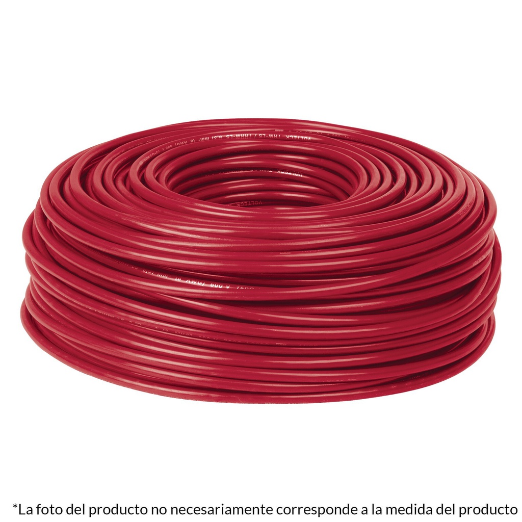 Rollo de 100 metros de cable THW CCA 10 AWG rojo, Basic