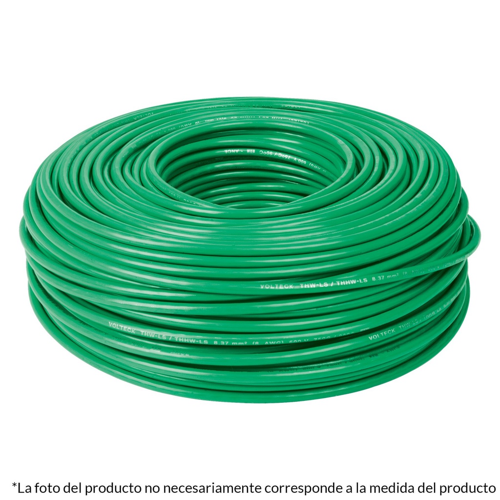 Rollo de 100 metros de cable THW CCA 10 AWG verde, Basic
