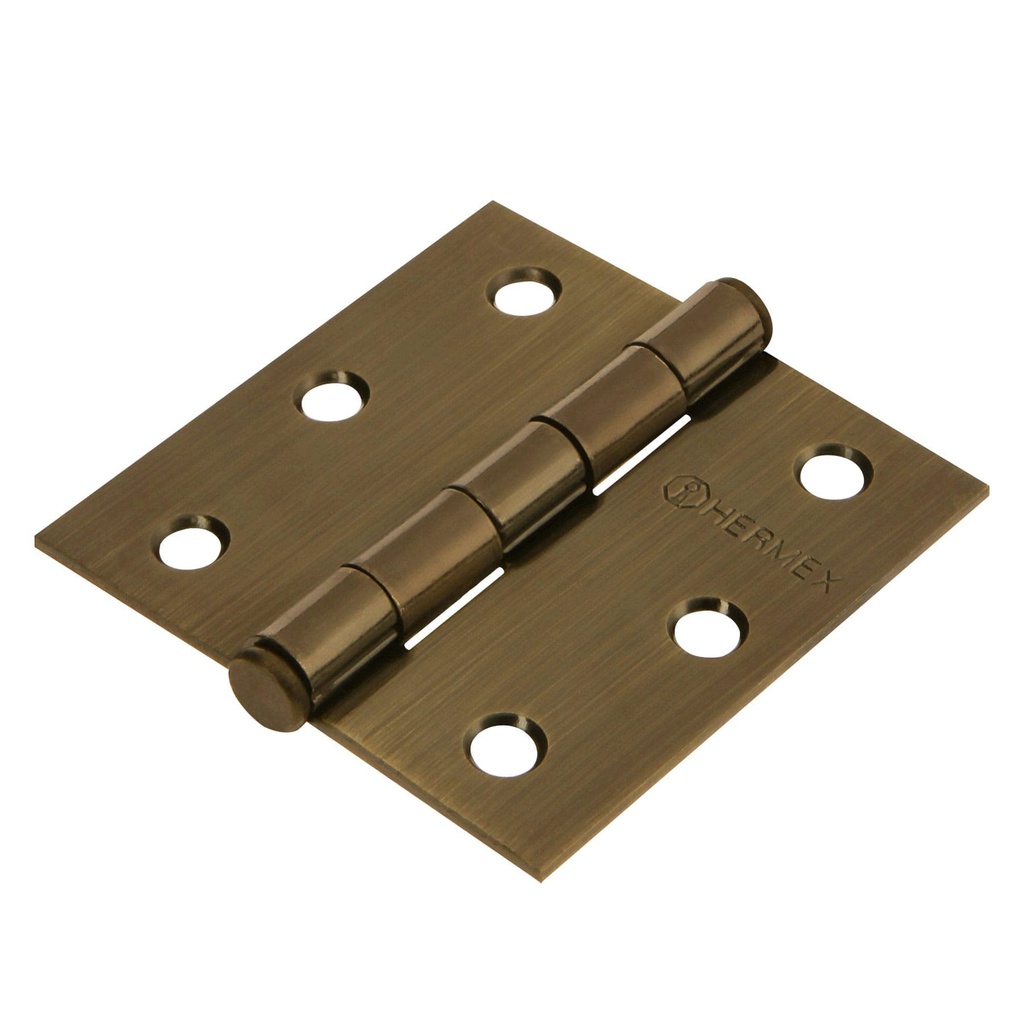 Bisagra cuadrada 2-1/2', laton antiguo, cabeza plana, Hermex