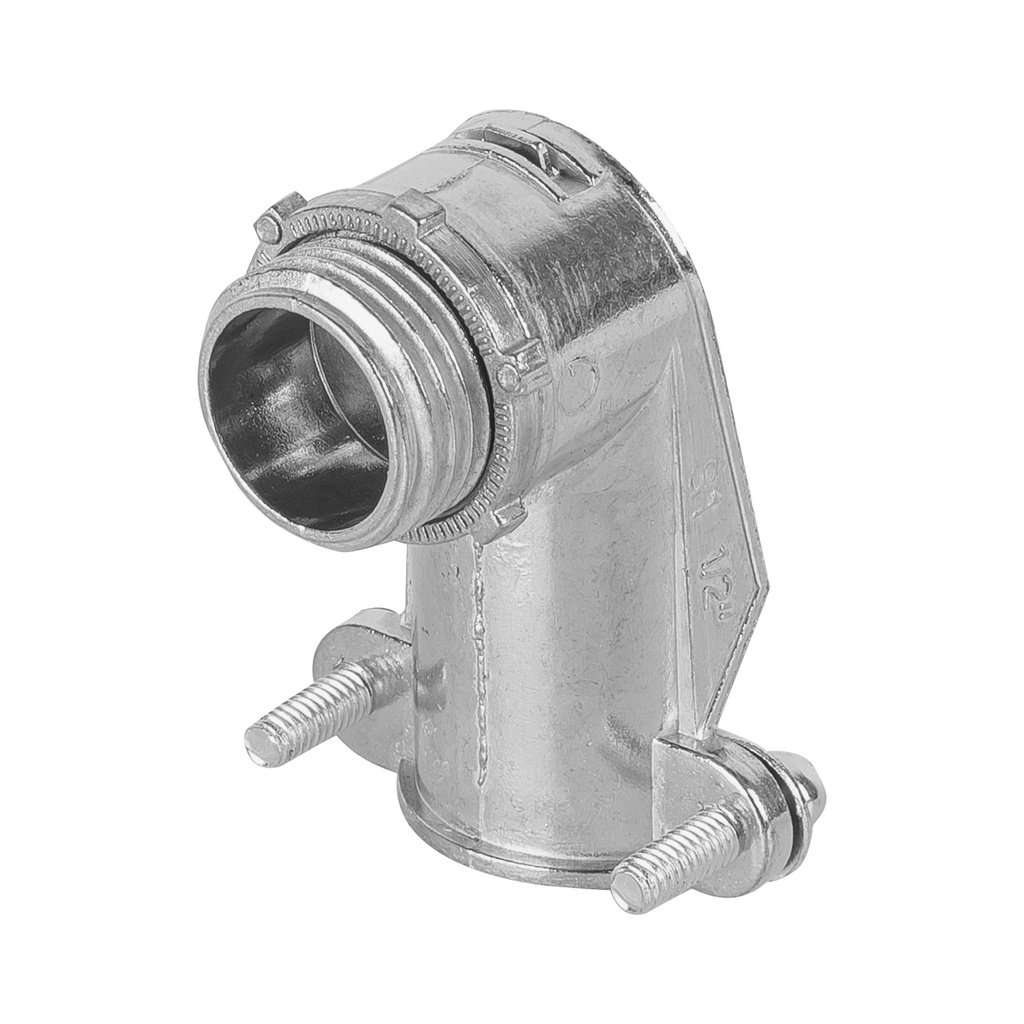 Conector curvo 1/2' para tubo flexible metalico, Volteck