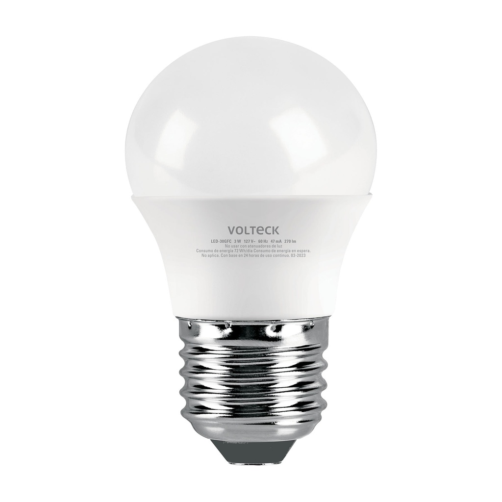 Lampara LED G45 3 W (equiv. 25 W), luz de dia, caja, Volteck