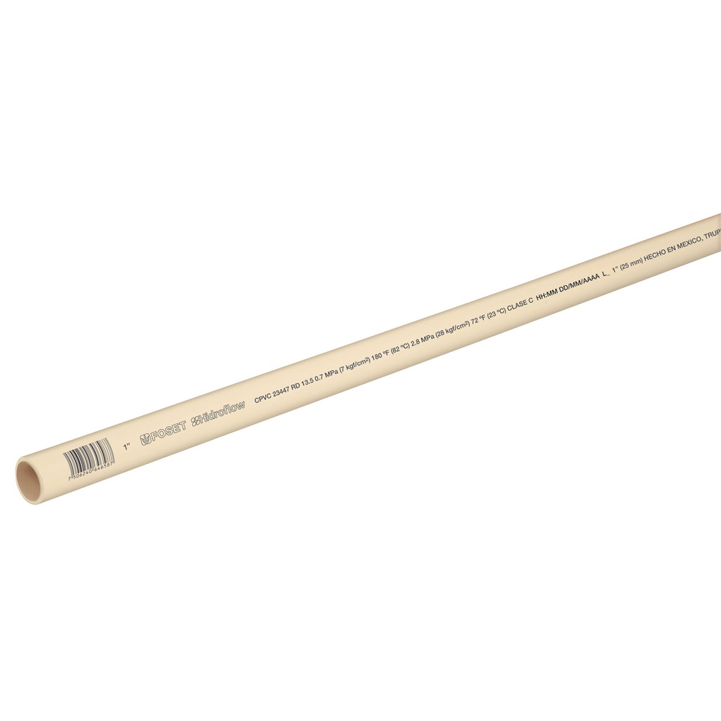 Tubo de 1' de CPVC hidraulico RD 13.5 de 3 m, Foset