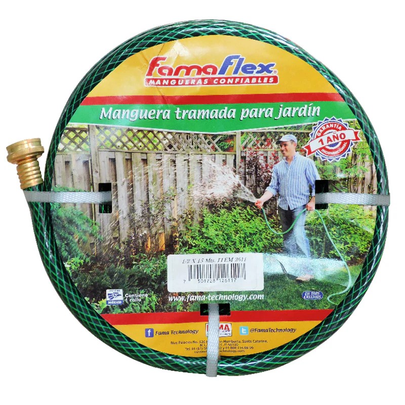 Manguera Para Jardin Tramada Armada 13mm. - 1/2" X 10Mts.  (2610)