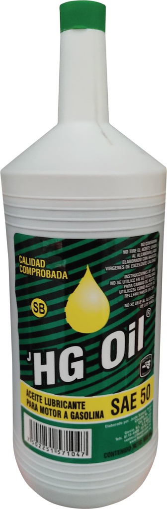 HG OIL ACEITE SAE 50 SB 600 ML REDONDO T-18