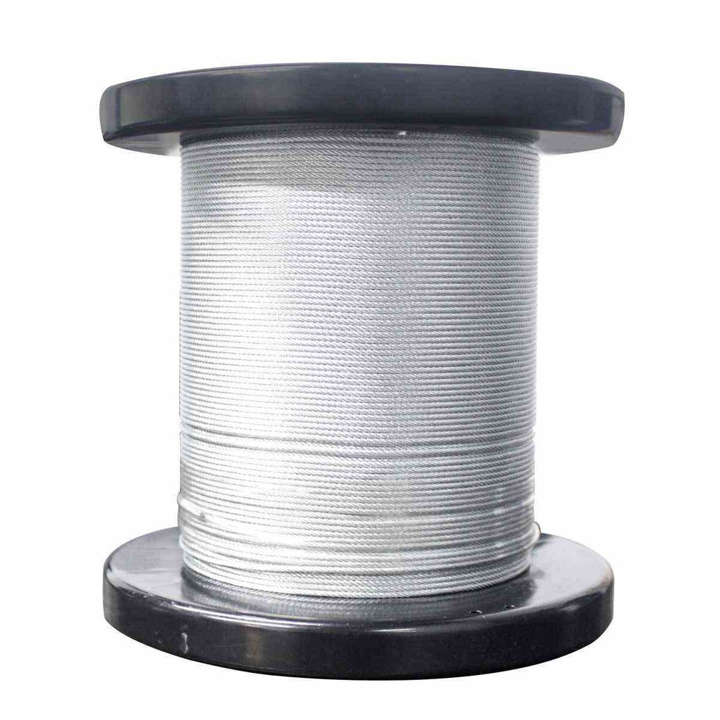CABLE DE ACERO C/FORRO PLASTICO 7X7 3/32"-1/8" ROLLO 100MTS