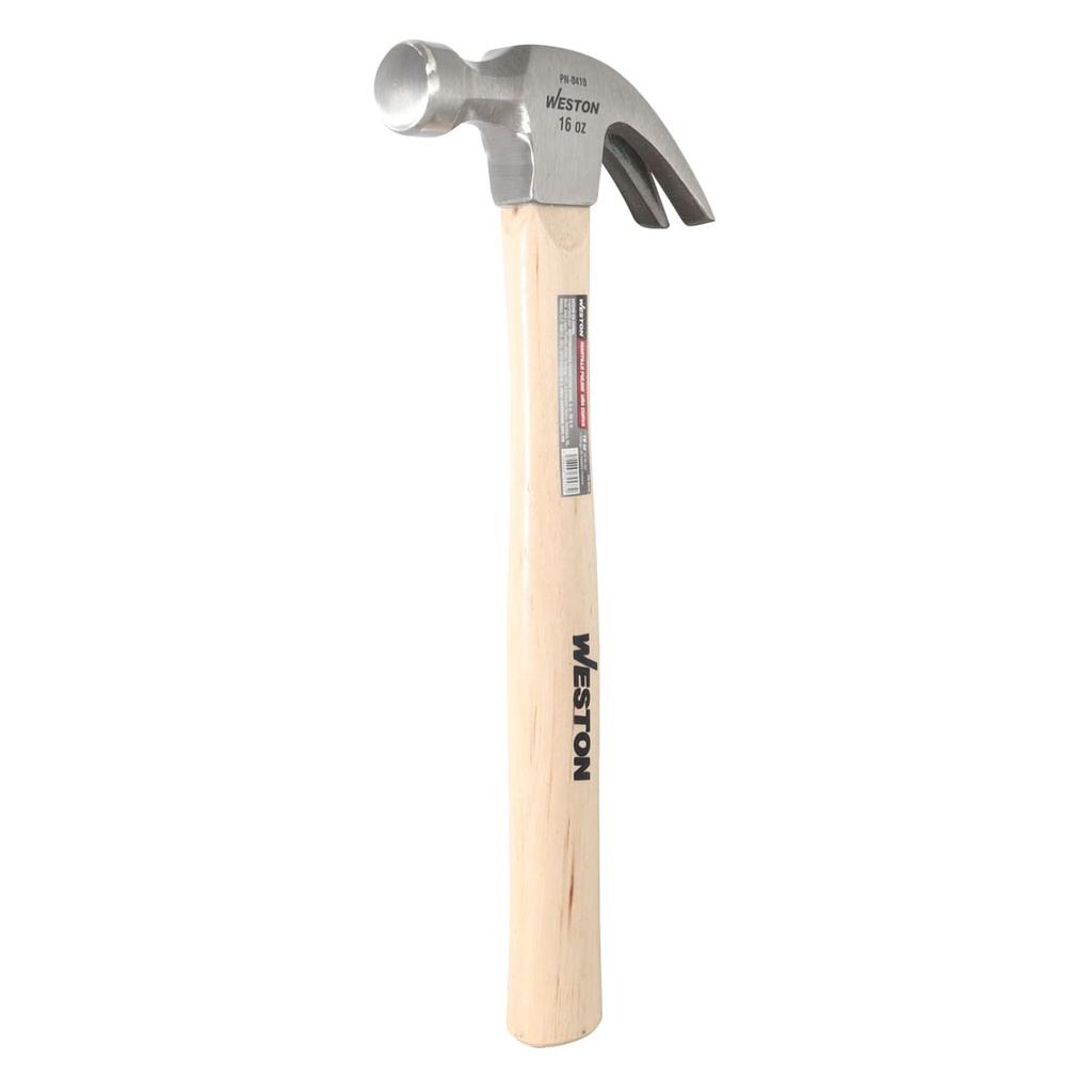 MARTILLO PULIDO UÑA CURVA 16 OZ MANGO 13" DE MADERA HICKORY
