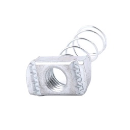 [ZK-25010] TUERCA C/RESORTE P/CANALETA GALV. 1/4"-20 X34.5X19X6MM   (Precio x Caja c/200 pzas)
