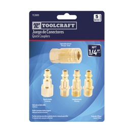 [TC2005] COPLES PARA MANGUERA 1/4" LATON JUEGO 5 PIEZAS