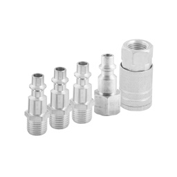[WF0153] COPLES PARA MANGUERA CROMADO 1/4" JUEGO 5 PIEZAS