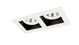 [AFL72A-2] LUMINARIO CUADRADO DE EMPOTRAR LED 2 SALIDAS DIRIGIBLE ESPECULAR CON REFLECTOR CIRCULAR BLANCO 2X6.5 W 110-240 V~ 60 Hz  3 000 K 1 030 lm