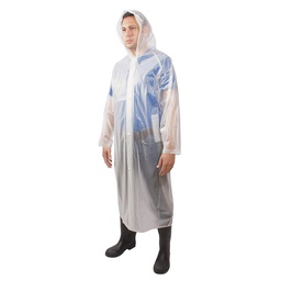 [ECO-1220GD] GABARDINA IMPERMEABLE TRANSPARENTE SELLADA LARGA L.
