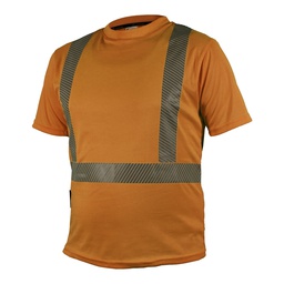 [ECO-110ANCRMD] CAMISA ECOFRIENDLY CUELLO REDONDO ANARANJADA C/REFLEJANTE T MD.