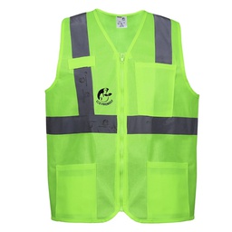 [ECO-1020VCRCH] CHALECO ANSI TIPO R CLASE 2, ECOFRIENDLY VERDE HI-VIS, C/REF GRIS DE 2" Y ZIPPER FRONTAL. T-CH.