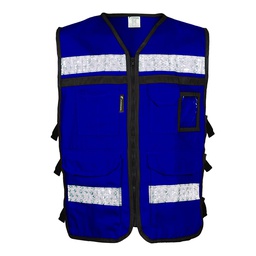 [SR-2020AZCRGD] CHALECO AZUL ABIERTO  TIPO RESCATISTA DE ALGODON  TALLA GD
