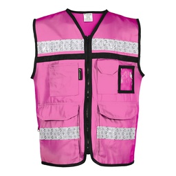 [SR-2030ROCR2XG] CHALECO RESCATISTA CERRADO ROSA 100% ALGODON C/ REF TALLA 2XG