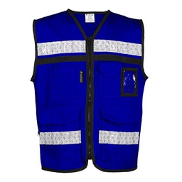 [SR-2030AZCR2XG] CHALECO AZUL CERRADO  TIPO RESCATISTA DE ALGODON  TALLA 2XG