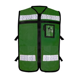 [ECO-2060VCR2XG] CHALECO VERDE ABIERTO TIPO RESCATISTA LIGERO CON BOLSA TRASERA CLASE II TALLA 2XG