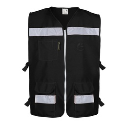 [ECO-3040NECRMD] CHALECO RESCATISTA ABIERTO NEGRO ALGODON/POLIESTER CON REFLEJANTE TALLA MD