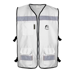 [ECO-3040BLCRXG] CHALECO RESCATISTA ABIERTO BLANCO ALGODON/POLIESTER CON REFLEJANTE TALLA XG