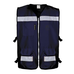 [ECO-3040AZCRMD] CHALECO RESCATISTA ABIERTO AZUL MARINO ALGODON/POLIESTER CON REFLEJANTE TALLA MD