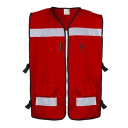 [ECO-3040RCR2XG] CHALECO RESCATISTA ABIERTO ROJO ALGODON/POLIESTER CON REFLEJANTE TALLA 2XG