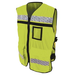 [ECO-2047AMCRPXG] CHALECO ECOFRIENDLY RESCATISTA JERSEY AMARILLO C/REF PLASTICO GRIS DE 2" TALLA XG