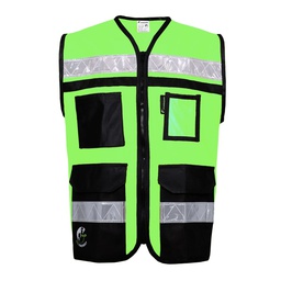 [ECO-2048VCRMD] CHALECO ECOFRIENDLY  RESCATISTA CERRADO C/ESPALDA JERSEY VERDE C/REF  TALLA MD