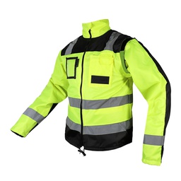 [ECO-1420AMNCRXG] CHAQUETA EJECUTIVA ECOFRIENDLY CON MANGAS DESPRENDIBLES HIGH VISIBILIY AMARILLO/NEGRO T XG