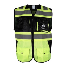 [ECO-1341NAMCRCH] CHALECO DE MALLA NEGRO/AMARILLO ECOFRIENDLY C/REF BICOLOR AMARILLO 3 T-CH