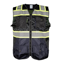[ECO-1341NAZCR2X] CHALECO DE MALLA NEGRO/AZUL MARINO ECOFRIENDLY C/REF BICOLOR AMARILLO 3 T-2XG