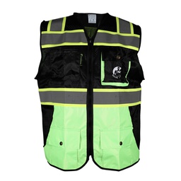 [ECO-1341NVCR3XG] CHALECO DE MALLA NEGRO/VERDE ECOFRIENDLY C/REF BICOLOR AMARILLO 3 T-3XG