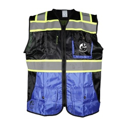 [ECO-1341NAZRCRG] CHALECO DE MALLA NEGRO/AZUL REY ECOFRIENDLY C/REF BICOLOR AMARILLO 3 T-GD