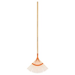[14324] Escoba metalica p/jardin curva,22 dientes redondos,mango 48'
