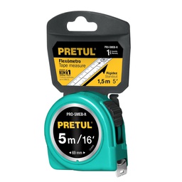[21612] Flexometro verde 5 m cinta 19 mm, en tarjeta, Pretul