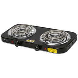 [26092] Parrilla electrica 2 quemadores en espiral, negra, Basic
