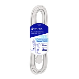 [48030] Extension electrica domestica 8 m blanca con clavija plana