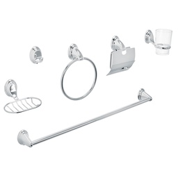 [48341] Juego de 6 accesorios p/baño cromo chapeton ovalado, Aqua