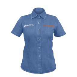 [61101] Camisa de mezclilla manga corta para mujer, CH, Truper