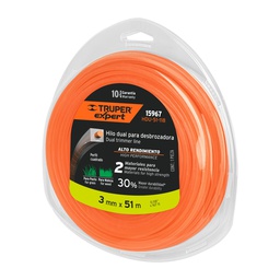 [15967] Rollo de hilo dual para desbrozadora, 3 mm x 51 m, Expert