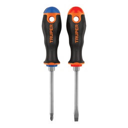 [19622] Duo de desarmadores 1/4' x 4' mango Comfort Grip, Truper