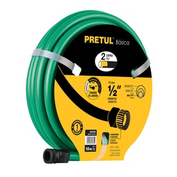 [22130] Manguera verde 1/2' 2 capas 10m conexiones plasticas, Pretul