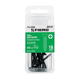 [40737] Blister con 16 pijas multiusos, #6 x 1-1/2', Fiero
